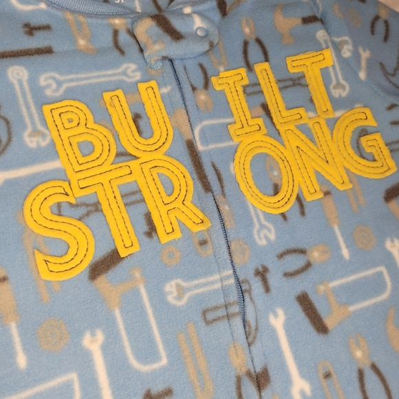 Carter's Boys Fleece Zip-up Footed Pajamas "Built Strong" Tools Theme 3T - Picture 9 of 9
